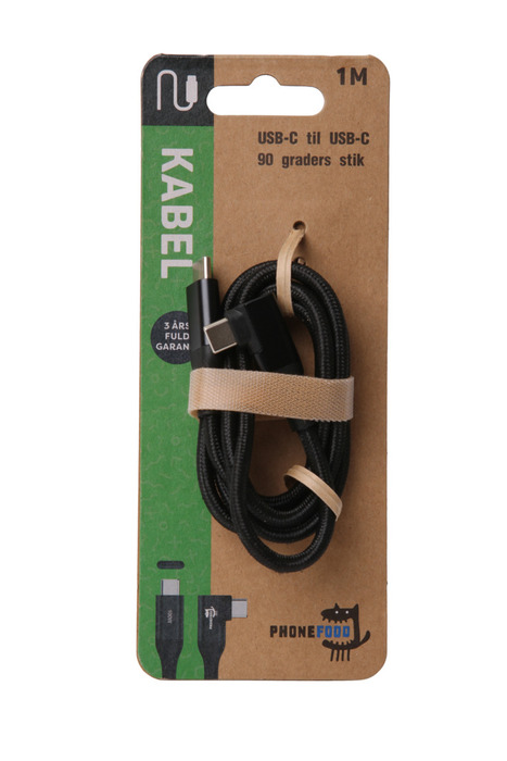 USB-C til USB-C-kabel med 90° vinkel, 1 meter